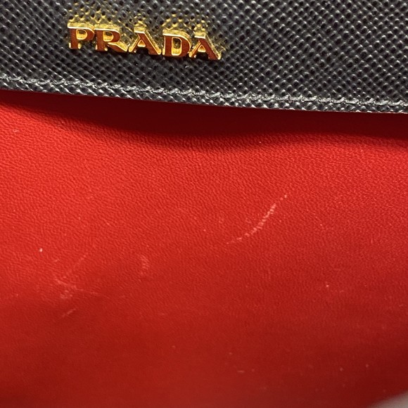 Prada Tote Bag Saffiano Leather Black Red - Picture 12 of 14